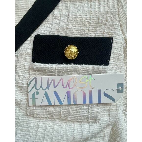 Almost Famous Tweed Button-Front Dress Womens Juniors White Size Small🌻NEW🌻 - Picture 8 of 11